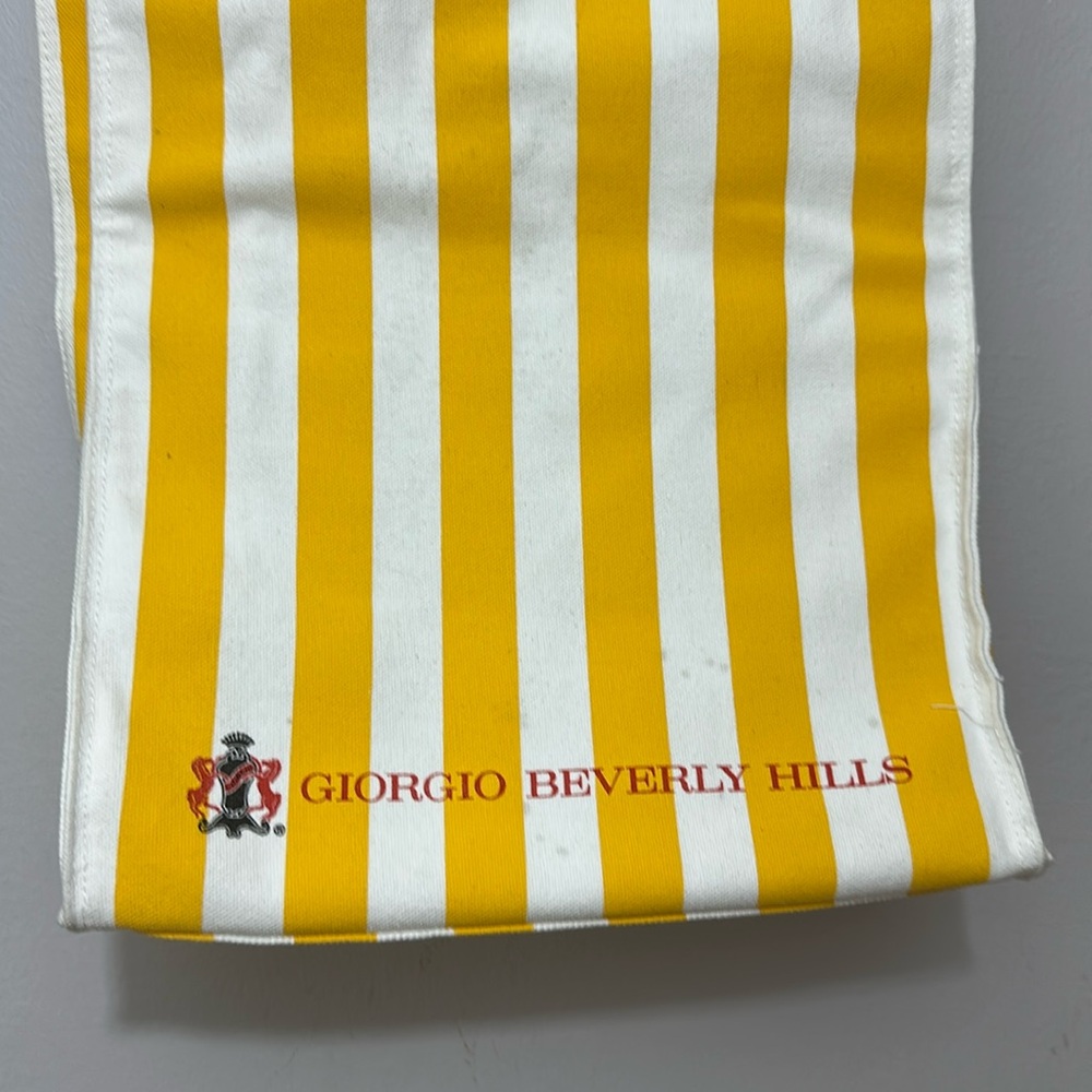 Giorgio Beverly Hills Yellow and White Striped Tote - Picture 2 of 7